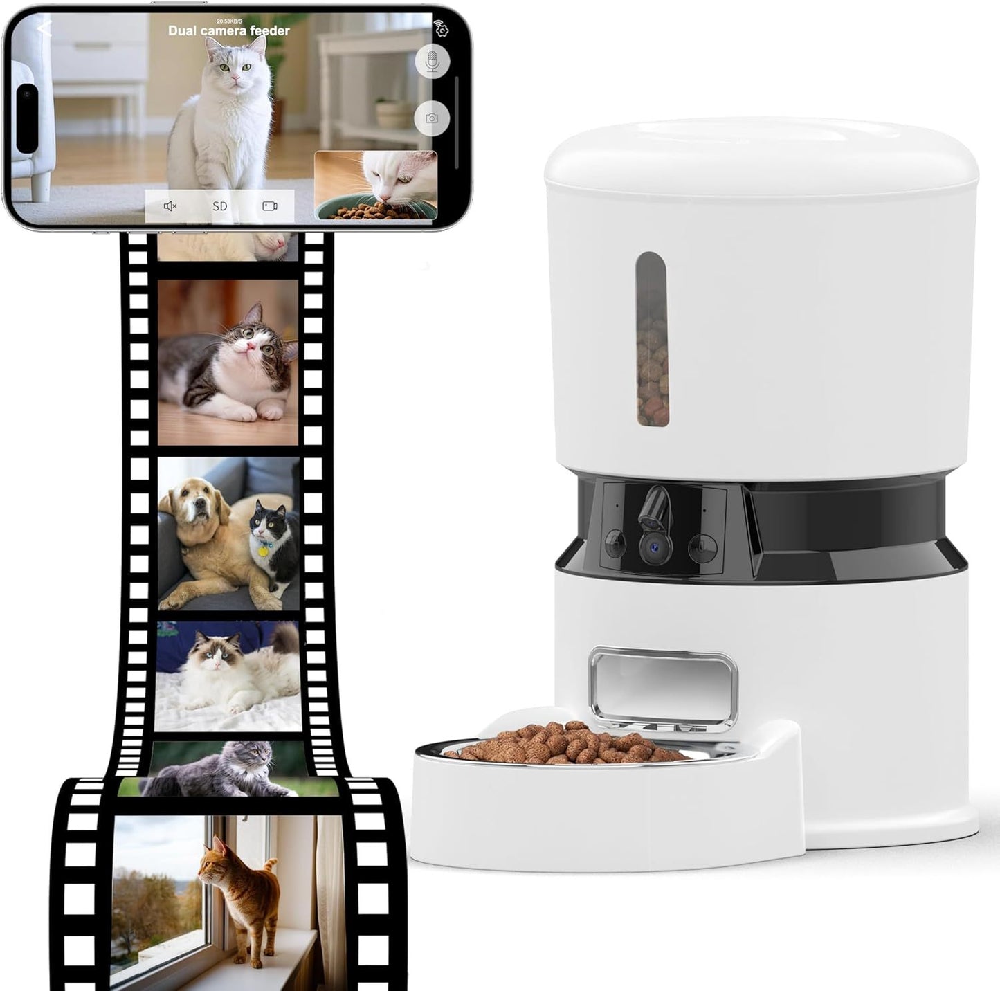 1080P HD smart pet feeder with camera- automatic (app controlled) 4L.
