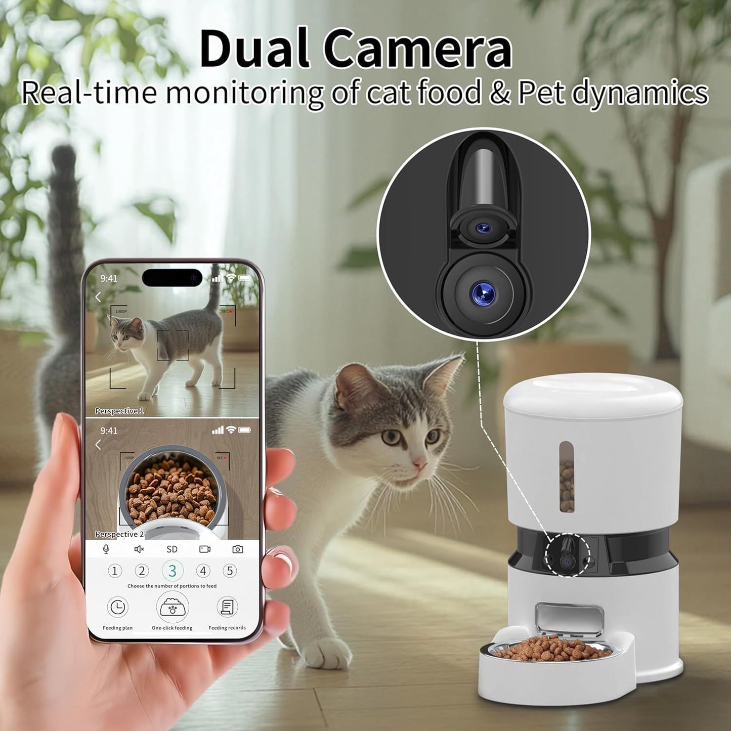1080P HD smart pet feeder with camera- automatic (app controlled) 4L.